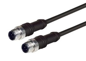 L-COM M12M124D-5 传感器电缆, M12 插头, M12 插头, 4路, 5 m, 16.4 ft, M12M124D Series
