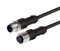 L-COM M12M12F4D-0.5 传感器电缆, M12 插头, M12 插座, 4路, 500 mm, 19.7 ft, M12M12F4D Series