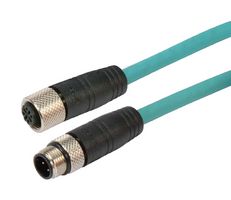 L-COM TRG502-T4T-3M 传感器电缆, M12 插头, M12 插座, 4路, 3 m, 9.8 ft, TRG502-T4S Series