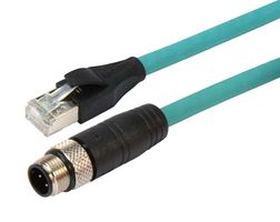 L-COM TRG504-T4T-10M 传感器电缆, 编码D, M12 插头, RJ45 插头, 4路, 10 m, 32.8 ft, TRG504-T4T Series