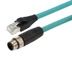 L-COM TRG504-T4T-2M 传感器电缆, 编码D, M12 插头, RJ45 插头, 4路, 2 m, 6.6 ft, TRG504-T4T Series