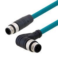 L-COM TRG507-T4T-2M 传感器电缆, 编码D, M12 插头, 90° M12插头, 4路, 2 m, 6.6 ft, TRG507-T4T Series