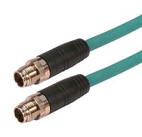 L-COM TRG607-T6T-3M 传感器电缆, M12 插头, M12 插头, 8路, 3 m, 9.8 ft, TRG607-T6T Series