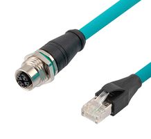 L-COM TRG611-T6T-5M 传感器电缆, X编码, M12 插座, RJ45 插头, 8路, 5 m, 16.4 ft, TRG611-T6T Series