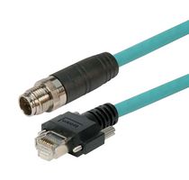 L-COM TRG615-T6T-3M 传感器电缆, M12 插头, RJ45 插头, 8路, 3 m, 9.8 ft, TRG615-T6T Series