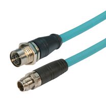 L-COM TRG626-T6T-1M 传感器电缆, M12 插头, M12 插座, 8路, 1 m, 3.3 ft, TRG626-T6T Series