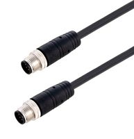 L-COM TRG881-P4B-3M Sensor Cable, A Coded, M12 Plug, M12 Plug, 8 Positions, 3 m, 9.8 ft, TRG881-P4B Series