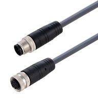 L-COM TRG883-C4G-1M Sensor Cable, A Coded, M12 Plug, M12 Receptacle, 8 Positions, 1 m, 3.3 ft, TRG883-C4G Series