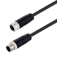 L-COM TRG883-P4B-3M Sensor Cable, A Coded, M12 Plug, M12 Receptacle, 8 Positions, 3 m, 9.8 ft, TRG883-P4B Series