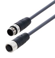 L-COM TRG884-C6G-3M Sensor Cable, A Coded, M12 Plug, M12 Receptacle, 8 Positions, 3 m, 9.8 ft, TRG884-C6G Series