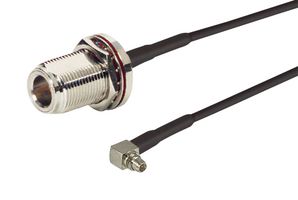L-COM CA-MMNFBCN19 RF / Coaxial Cable Assembly, 19 ", 482.6 mm, CA-100, N Bulkhead Jack, MMCX Right Angle Plug