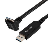 L-COM AOC-U30AMIM-C1R-005 USB Cable, Type A Plug to Micro Type B Plug, 5 m, 16.54 ft, USB 3.0, Black