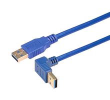 L-COM CA3A-90UA-05M USB Cable, Type A Plug to 90° Type A Plug, 500 mm, 19.7 ", USB 3.0, Blue