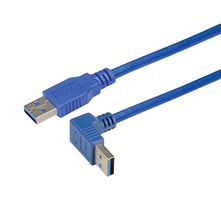 L-COM CA3A-90UA-3M USB Cable, Type A Plug to 90° Type A Plug, 3 m, 9.8 ft, USB 3.0, Blue