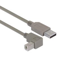 L-COM CAA-90DB-1M USB线缆, A型插头至90° B型插头, 1 m, 3.3 ft, USB 2.0, 灰色