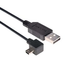 L-COM CAA-90RMB5-05M USB Cable, Type A Plug to 90° Mini Type B Plug, 500 mm, 19.7 ft, USB 2.0, Black
