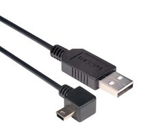 L-COM CAA-90RMB5-5M USB Cable, Type A Plug to 90° Mini Type B Plug, 5 m, 16.4 ft, USB 2.0, Black