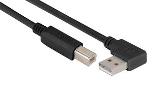 L-COM CABLK90RA-B-3M USB Cable, 90° Type A Plug to Type B Plug, 3 m, 9.8 ft, USB 2.0, Black