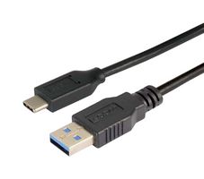 L-COM CAU31CA-3M USB Cable, Type A Plug to Type C Plug, 3 m, 9.8 ft, USB 3.0, Black