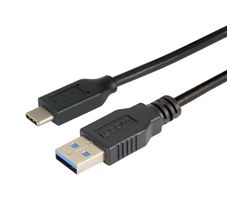 L-COM CAU31CA-5M USB Cable, Type A Plug to Type C Plug, 5 m, 16.4 ft, USB 3.0, Black