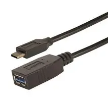L-COM CAU31CAF-1M USB线缆, C型插头至A型插座, 1 m, 3.3 ft, USB 3.0, 黑色