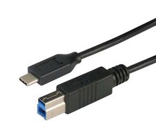 L-COM CAU31CB-03M USB线缆, B型插头至C型插头, 300 mm, 11.8 ft, USB 3.0, 黑色