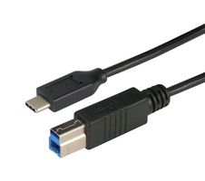 L-COM CAU31CB-5M USB线缆, B型插头至C型插头, 5 m, 16.4 ft, USB 3.0, 黑色