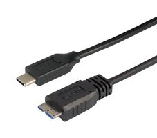 L-COM CAU31CMICB-1M USB Cable, Type C Plug to Micro Type B Plug, 1 m, 3.3 ft, USB 3.0, Black