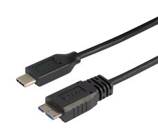 L-COM CAU31CMICB-2M USB Cable, Type C Plug to Micro Type B Plug, 2 m, 6.6 ft, USB 3.0, Black