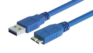 L-COM CAU3AMICB-03M USB线缆, A型插头至Micro B型插头, 300 mm, 11.8 ft, USB 3.0, 浅蓝