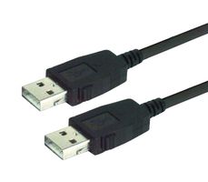 L-COM CAUALAL-05M USB Cable, Type A Plug to Type A Plug, 500 mm, 19.7 ", USB 2.0, Black