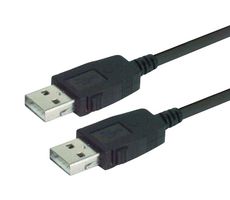 L-COM CAUZALAL-03M USB Cable, Type A Plug to Type A Plug, 300 mm, 11.8 ft, USB 2.0, Black