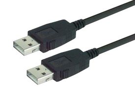 L-COM CAUZALAL-05M USB Cable, Type A Plug to Type A Plug, 500 mm, 19.7 ft, USB 2.0, Black