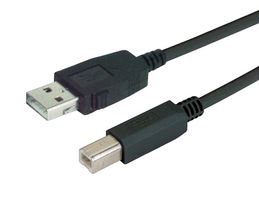 L-COM CAUZALB-1M USB Cable, Type A Plug to Type B Plug, 1 m, 3.3 ft, USB 2.0, Black