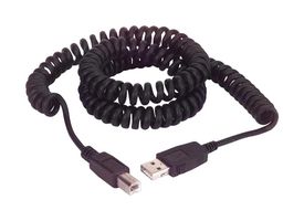 L-COM COILUAB USB Cable, USB Type A Plug to USB Type B Plug, 3.8 m, 12.5 ft, USB 2.0, Black