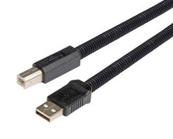 L-COM CSMUAB-PL-3M USB线缆, A型插头至B型插头, 3 m, 9.8 ft, USB 2.0, 黑色