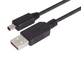 L-COM CSMUAMB4-1M USB Cable, Type A Plug to Mini Type B Plug, 1 m, 3.3 ft, USB 2.0, Black