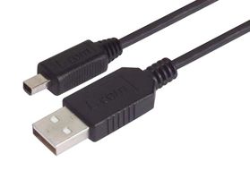 L-COM CSMUAMB4-2M USB Cable, Type A Plug to Mini Type B Plug, 2 m, 6.6 ft, USB 2.0, Black
