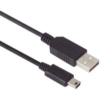 L-COM CSMUAMB5-03M USB Cable, Type A Plug to Mini Type B Plug, 300 mm, 11.8 ft, USB 2.0, Black