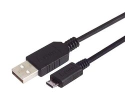 L-COM CSMUAZMICB-05M USB线缆, A型插头至Micro B型插头, 500 mm, 19.7 ", USB 2.0, 黑色