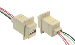 L-COM ECJ504-UA USB Cable, Type A Receptacle to Free End, 254 mm, 10 ft, Multi-coloured