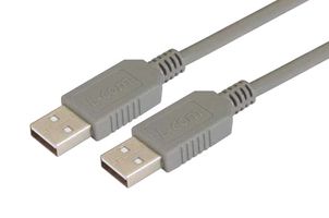 L-COM ECUSBAA-03M USB Cable, Type A Plug to Type A Plug, 300 mm, 11.8 ft, USB 2.0, Grey