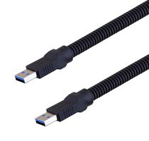 L-COM U3A00003-05M USB Cable, Plastic Armor, Type A Plug to Type A Plug, 500 mm, 19.7 ", USB 3.0, Black