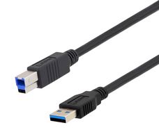 L-COM U3A00013-1M USB线缆, A型插头至B型插头, 1 m, 3.3 ft, USB 3.0, 黑色