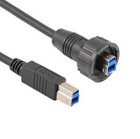 L-COM U3A00017-105M USB Cable, Type B Plug to Type B Plug, 1.5 m, 4.9 ft, USB 3.0, Black