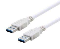 L-COM U3A00059-105M USB Cable, Type A Plug to Type A Plug, 1.5 m, 4.9 ft, USB 3.0, White