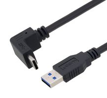 L-COM U3A00077-1M USB Cable, Type A Plug to 90° Type C Plug, 1 m, 3.3 ft, USB 3.0, Black