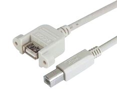 L-COM UPMAB-1M USB线缆, USB A型插座至USB B型插头, 1 m, 3.3 ft, USB 2.0, 浅灰