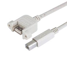 L-COM UPMAB-2M USB线缆, USB A型插座至USB B型插头, 2 m, 6.6 ft, USB 2.0, 浅灰