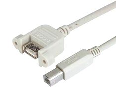 L-COM UPMAB-4M USB线缆, USB A型插座至USB B型插头, 4 m, 13.1 ft, USB 2.0, 浅灰